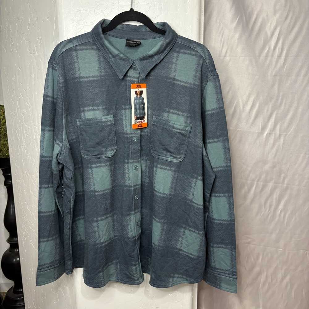 32 Degrees Green and Gray Plaid Shirt